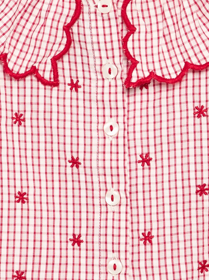 Blusa de batista de algodón con cuello Claudine Rojo - Kiabi