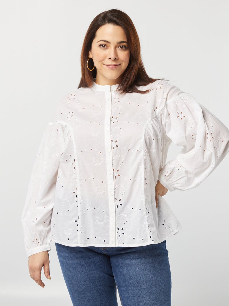 Blusa de bordado inglés BLANCO - Kiabi