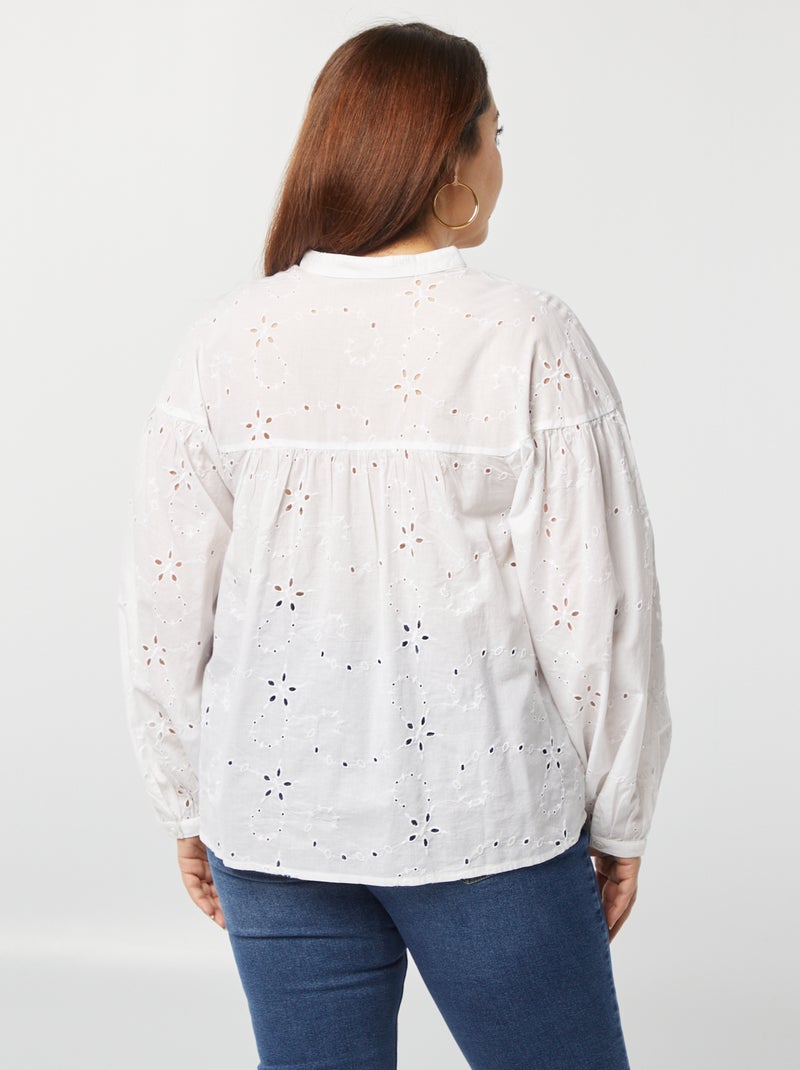 Blusa de bordado inglés BLANCO - Kiabi