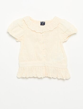 Blusa de bordado inglés de manga corta