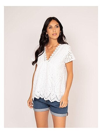 Blusa de broderie inglés FADIA