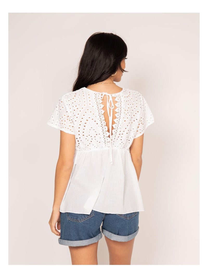 Blusa de broderie inglés FADIA Blanco - Kiabi