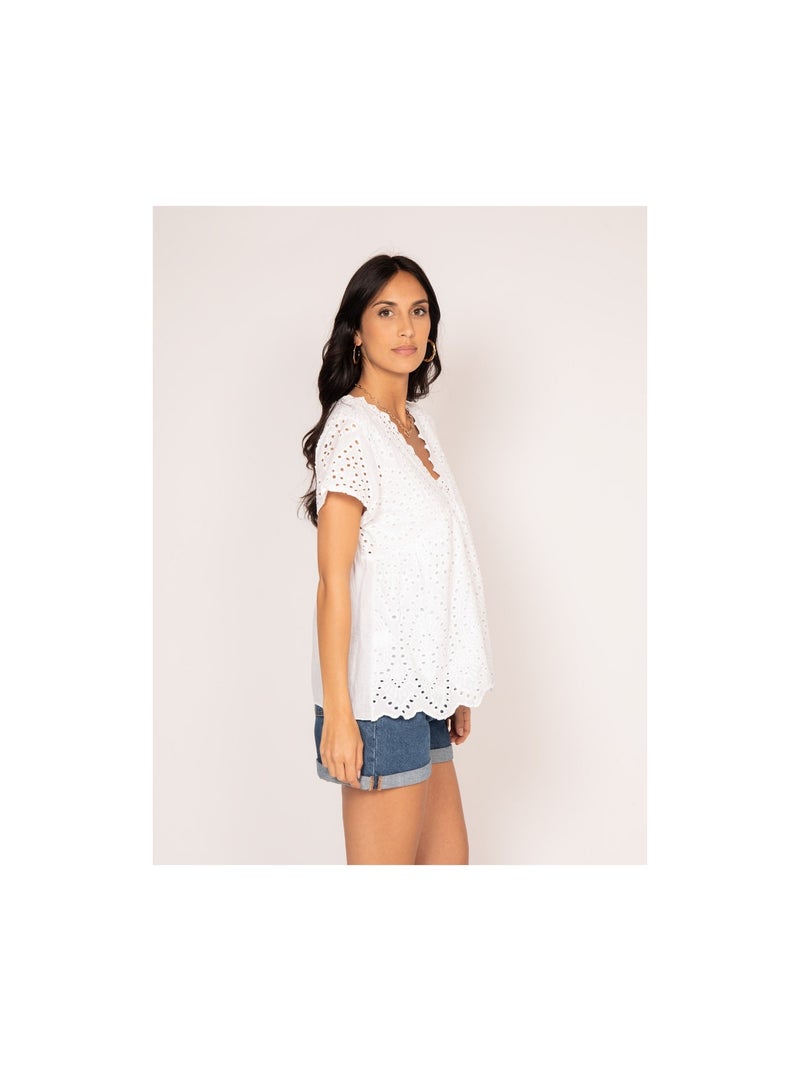 Blusa de broderie inglés FADIA Blanco - Kiabi