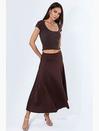 Blusa de canalé con escote en u de corte slim busem