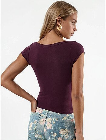 Blusa de corte ajustado con cuello barco busem