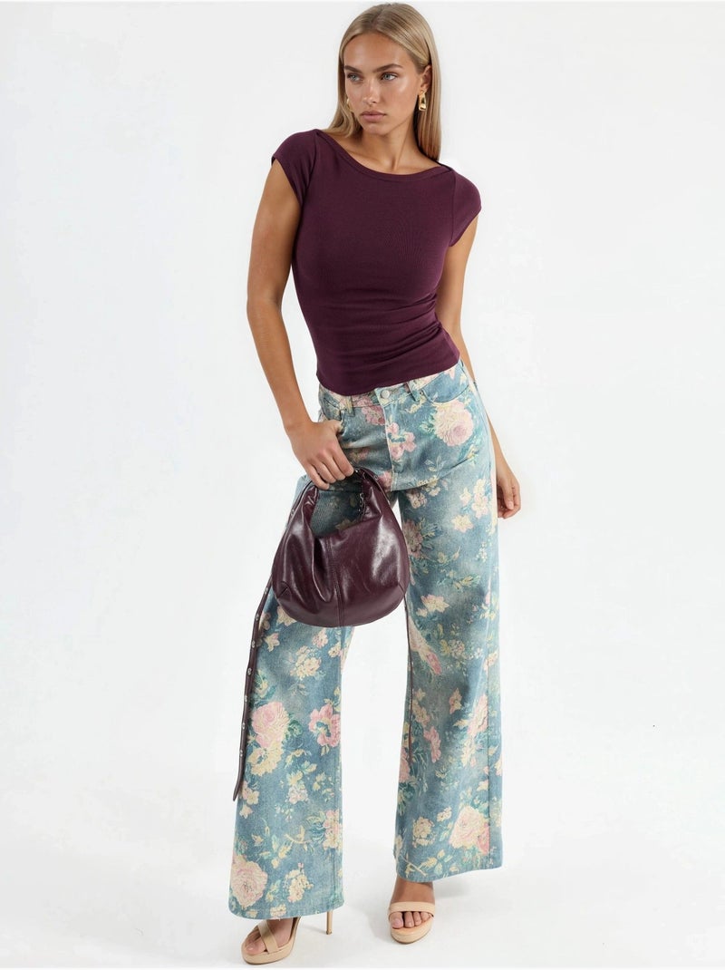 Blusa de corte ajustado con cuello barco busem Malva - Kiabi