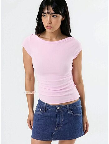 Blusa de corte ajustado con cuello barco busem
