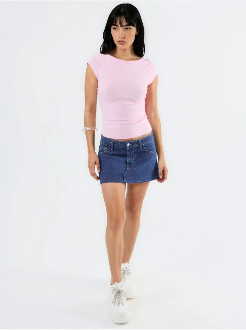 Blusa de corte ajustado con cuello barco busem Rosa pálido - Kiabi