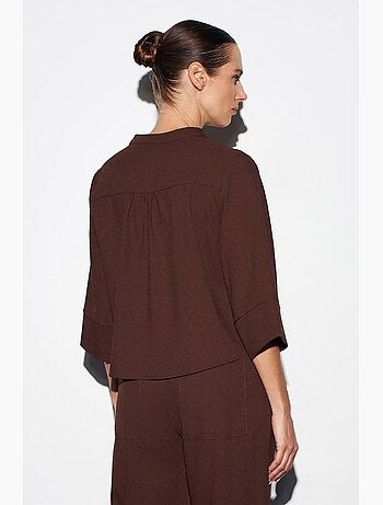Blusa de crepé cuello mao dilvin