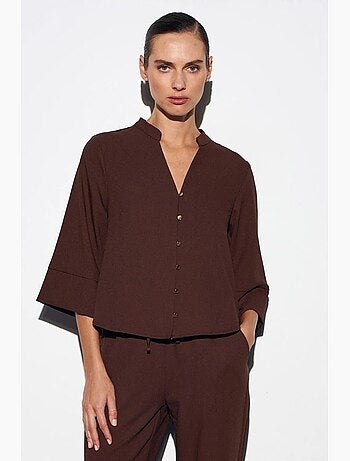 Blusa de crepé cuello mao dilvin