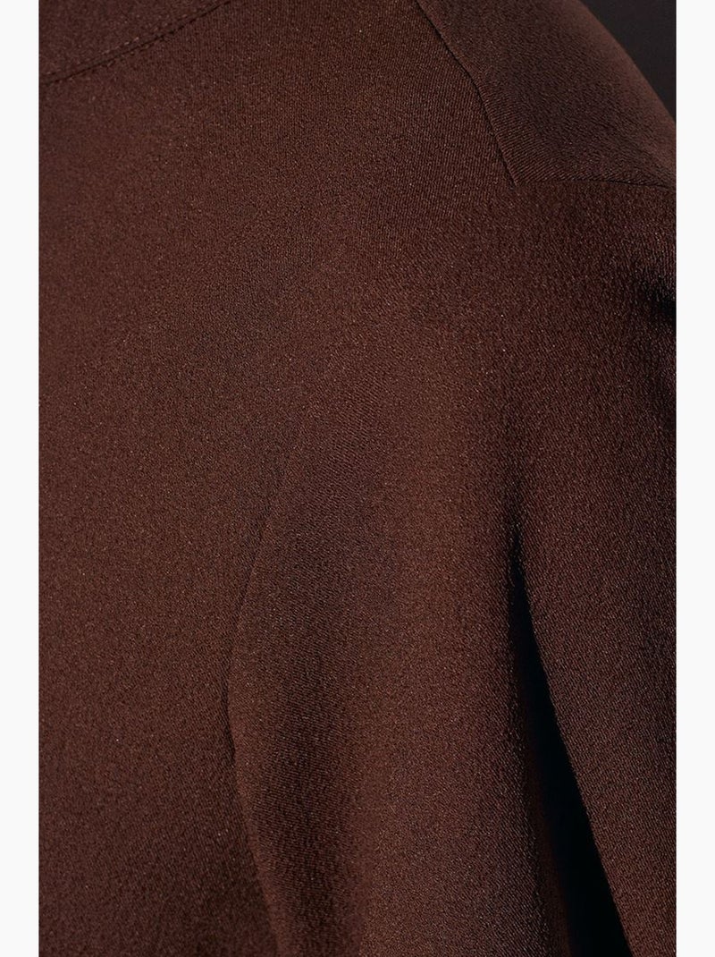 Blusa de crepé cuello mao dilvin Marrón chocolate - Kiabi