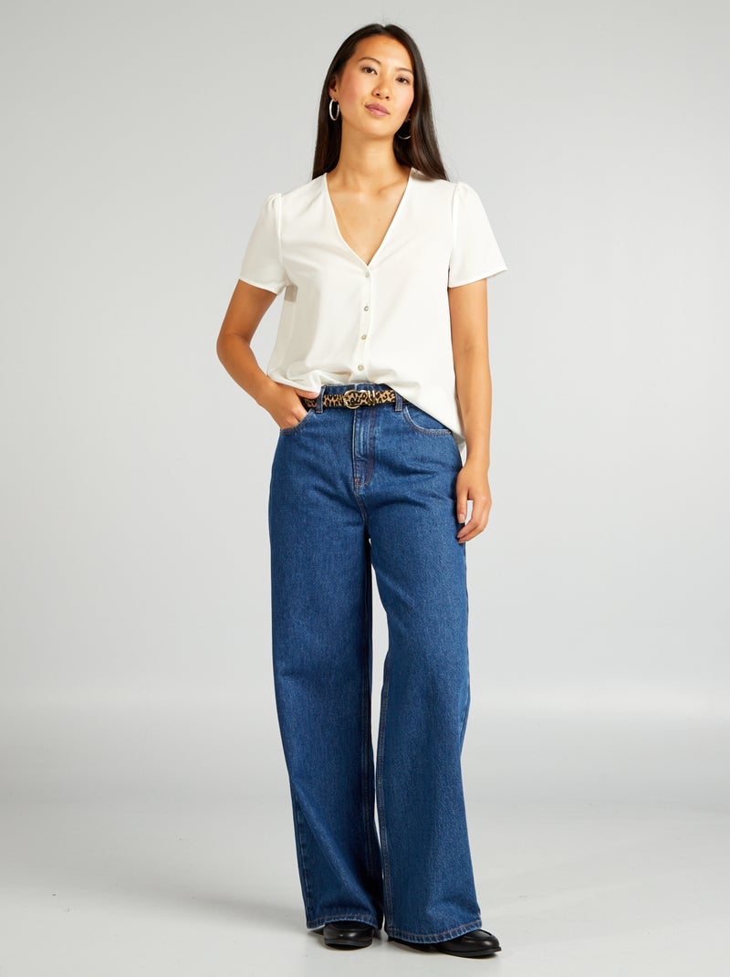 Blusa de crepé lisa - BLANCO - 12.00€ - Kiabi