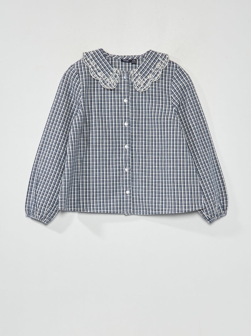 Blusa de cuadros AZUL - Kiabi