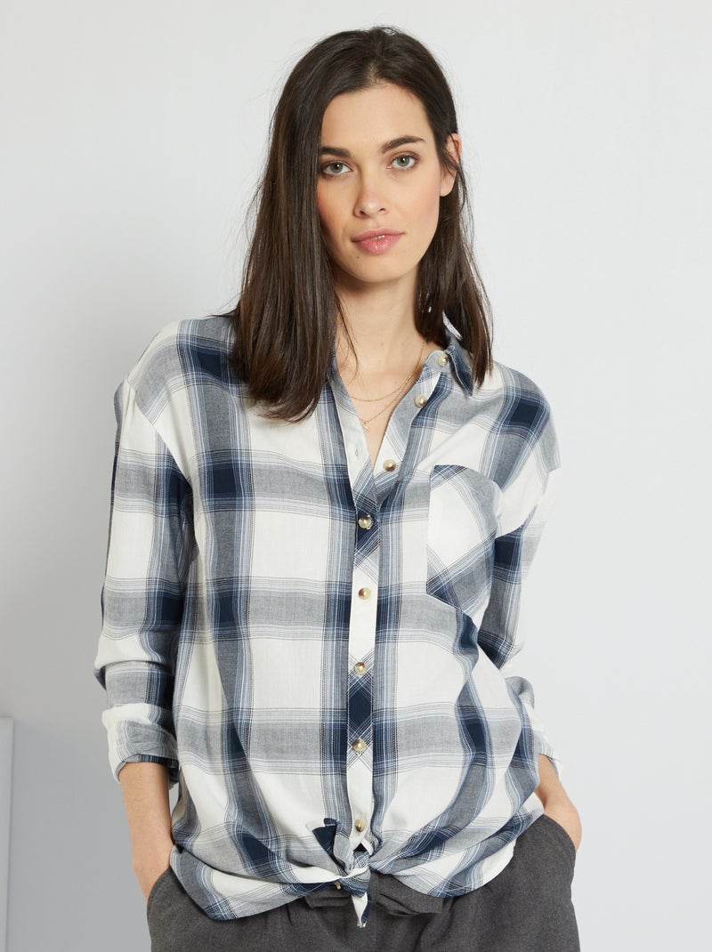 Blusa de cuadros AZUL - Kiabi