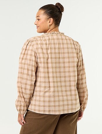 Blusa de cuadros con escote anudado