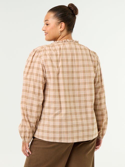 Blusa de cuadros con escote anudado - Kiabi
