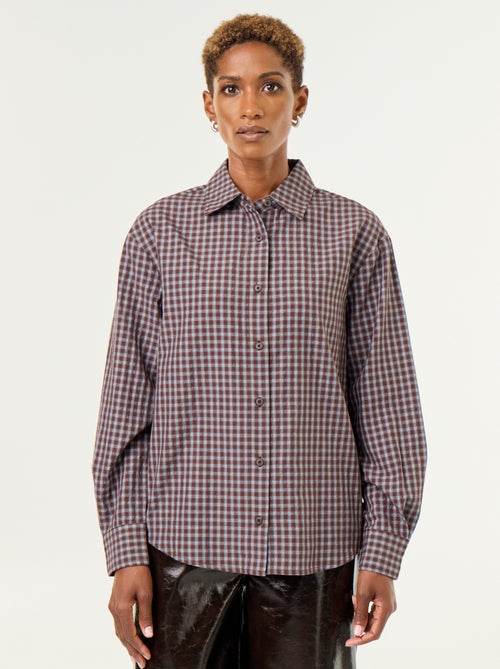 Blusa de cuadros con pañuelo - Kiabi
