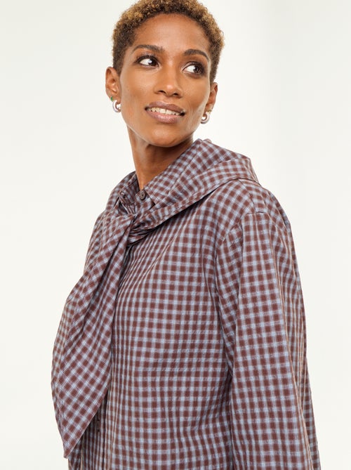 Blusa de cuadros con pañuelo - Kiabi