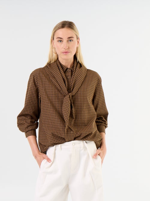 Blusa de cuadros con pañuelo - Kiabi