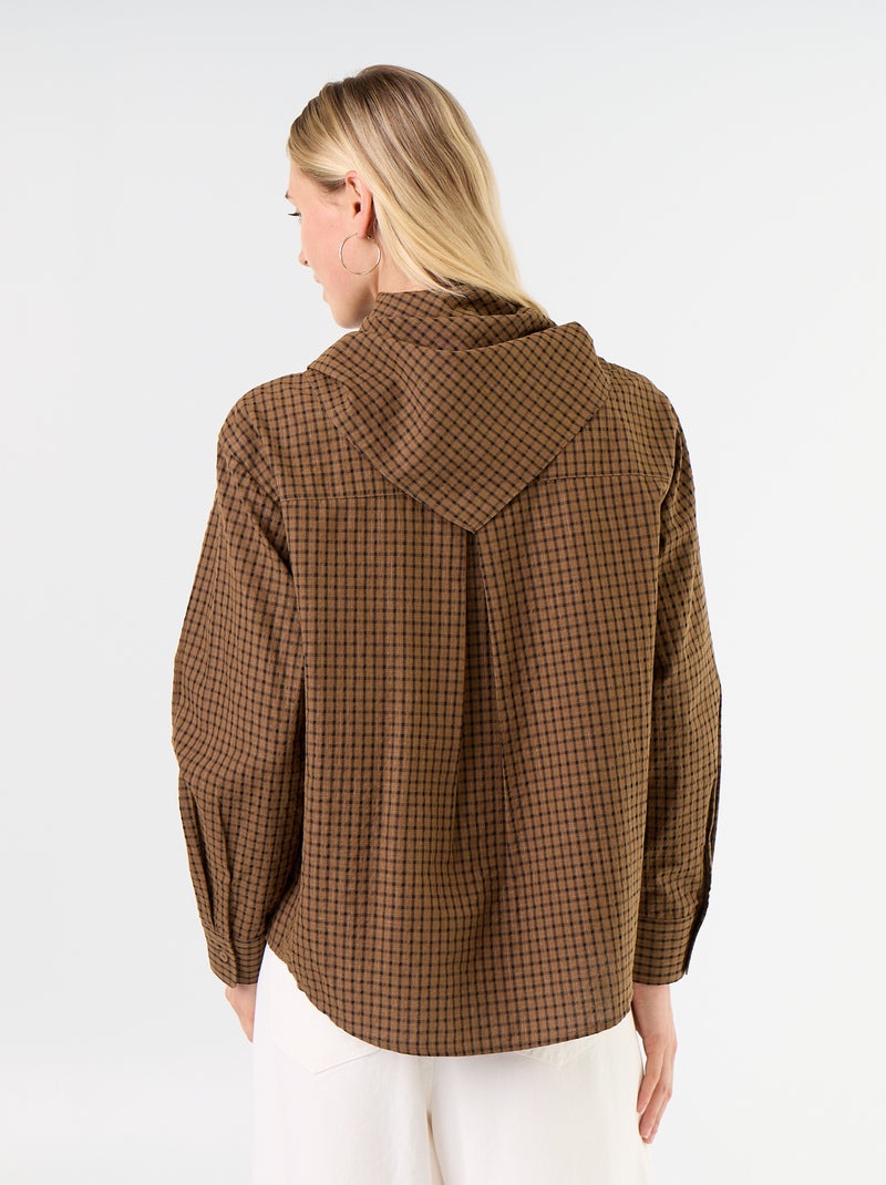 Blusa de cuadros con pañuelo Marron - Kiabi