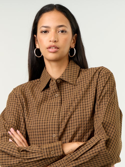 Blusa de cuadros con pañuelo - Kiabi