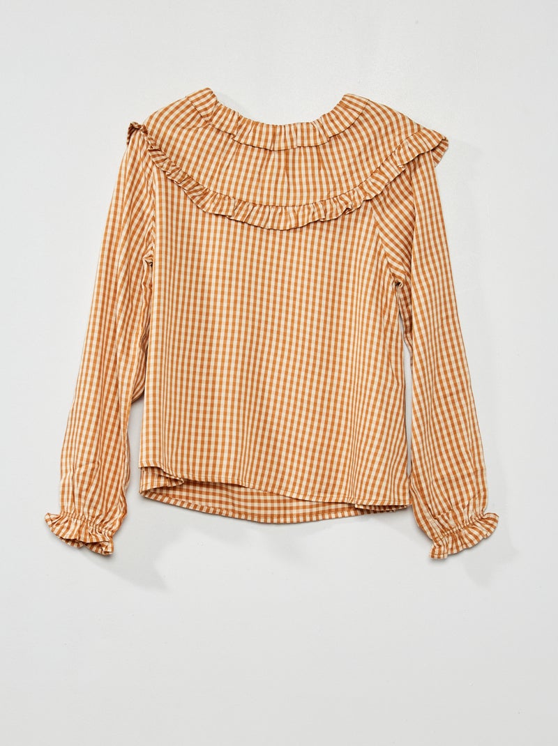 Blusa de cuadros con volantes AMARILLO - Kiabi