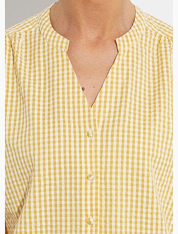 Blusa a cuadros con mangas cortas tipo kimono - Afibel