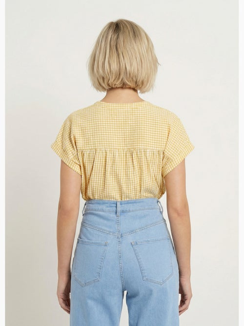 Blusa de cuadros manga corta kimono - Afibel - Kiabi