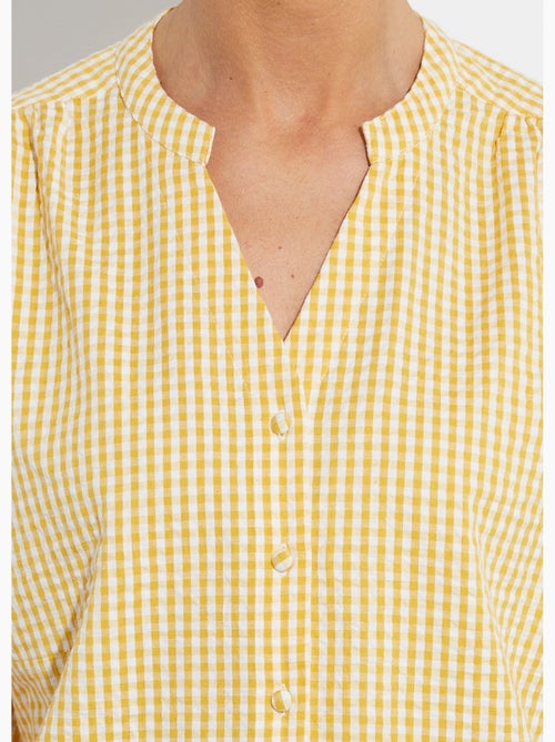 Blusa de cuadros manga corta kimono - Afibel - Kiabi