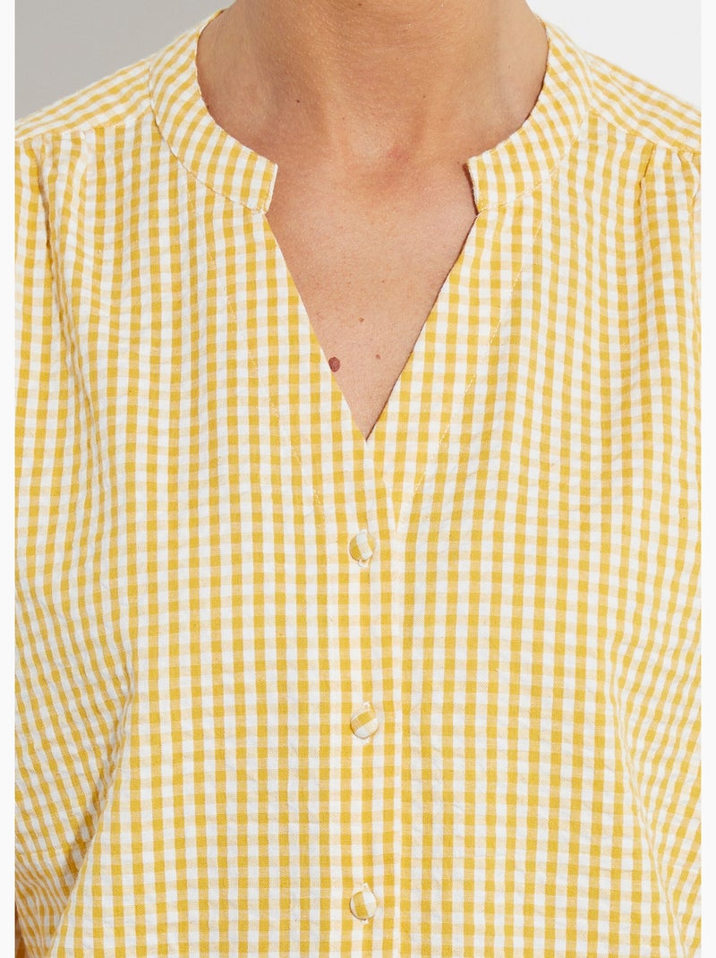 Blusa de cuadros manga corta kimono - Afibel Blanco - Kiabi