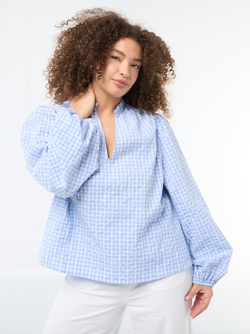 Blusa de cuadros vichy Azul - Kiabi