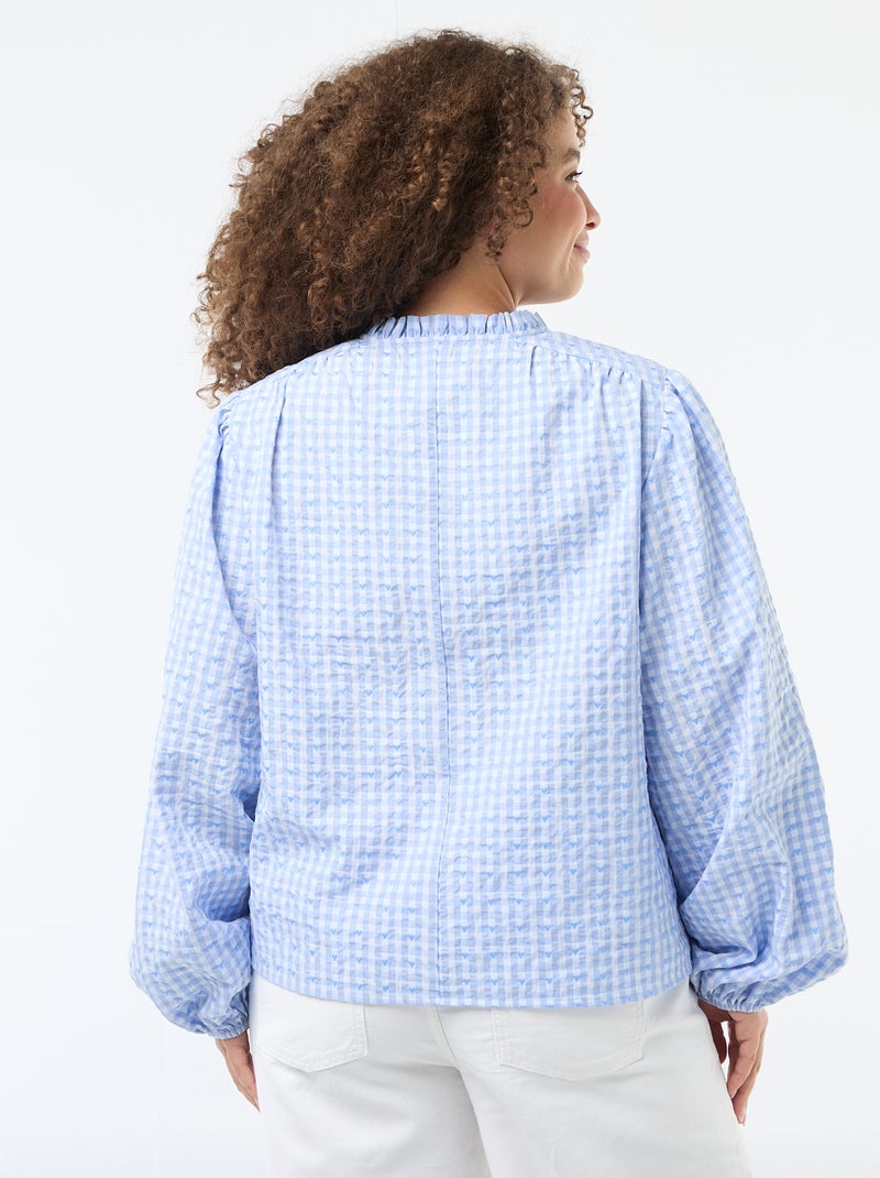 Blusa de cuadros vichy Azul - Kiabi