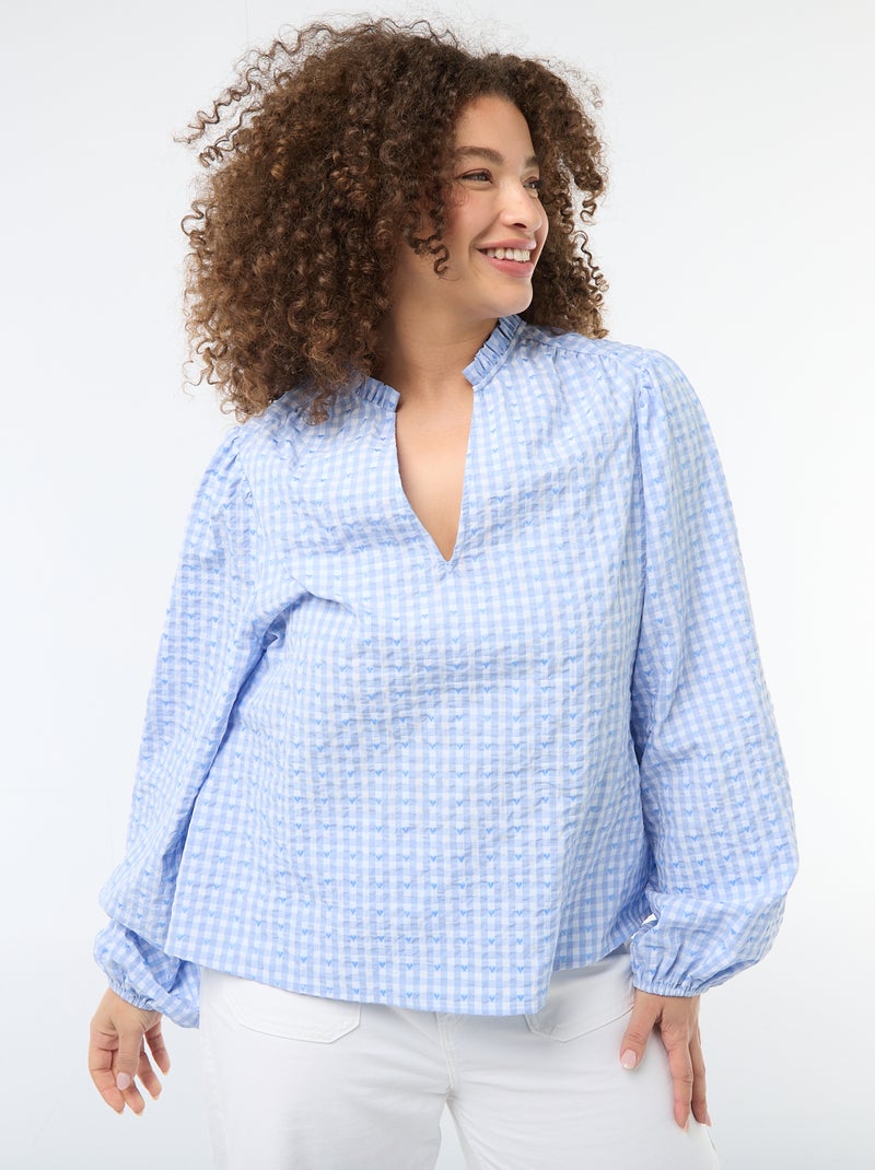 Blusa de cuadros vichy Azul - Kiabi