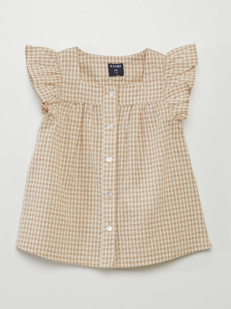 Blusa de cuadros vichy BEIGE - Kiabi
