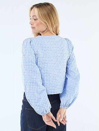 Blusa de cuadros vichy con lazos