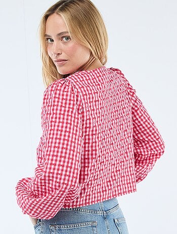 Blusa de cuadros vichy con lazos