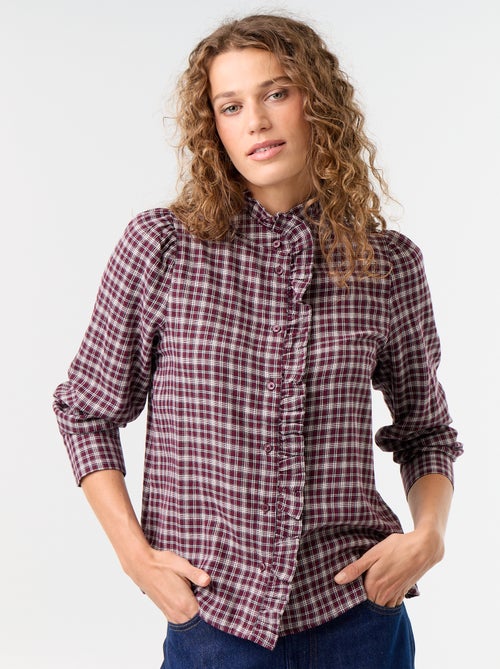 Blusa de cuello alto con volantes - Kiabi