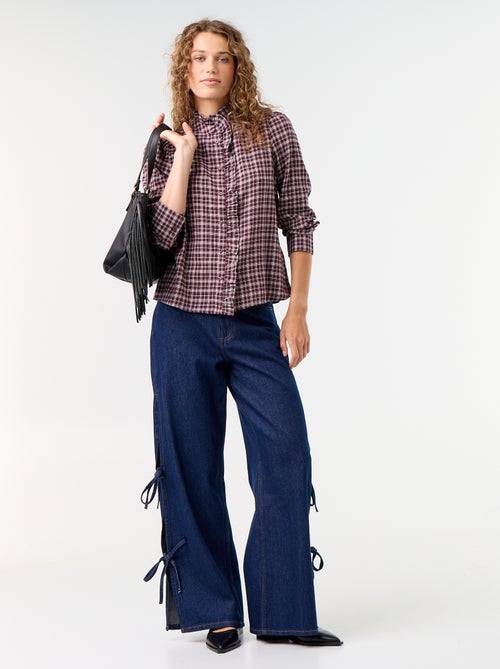 Blusa de cuello alto con volantes - Kiabi