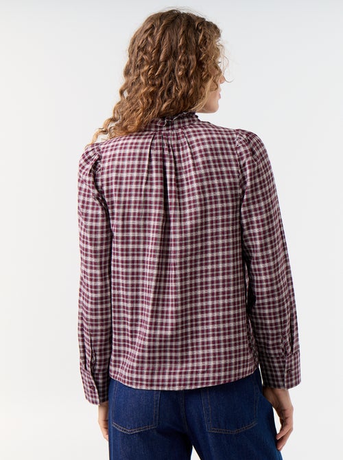 Blusa de cuello alto con volantes - Kiabi