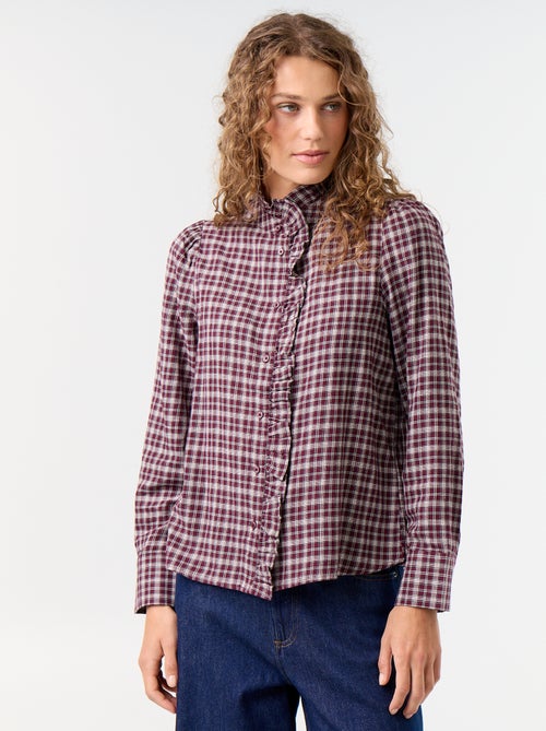 Blusa de cuello alto con volantes - Kiabi