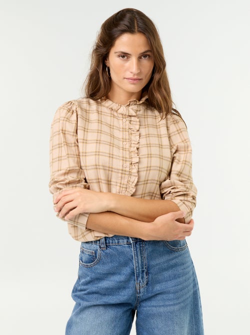 Blusa de cuello alto con volantes - Kiabi