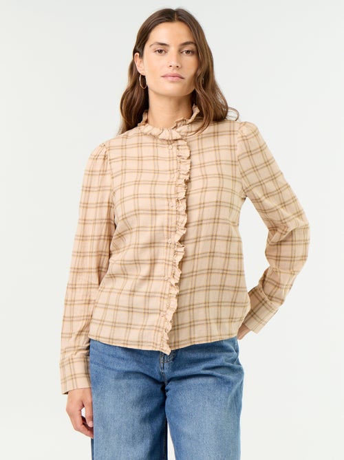 Blusa de cuello alto con volantes - Kiabi