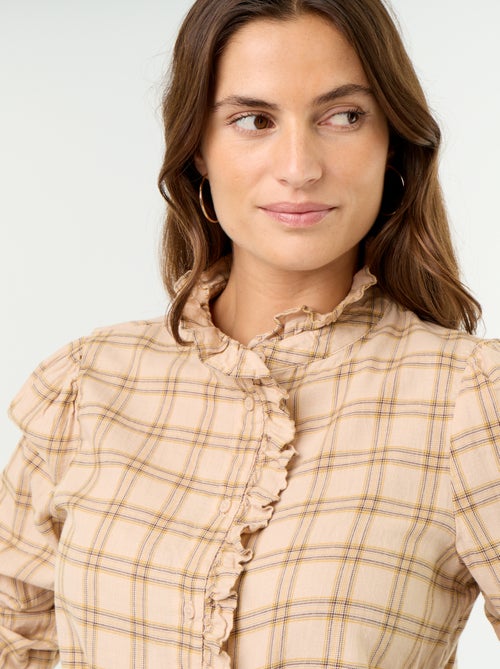 Blusa de cuello alto con volantes - Kiabi