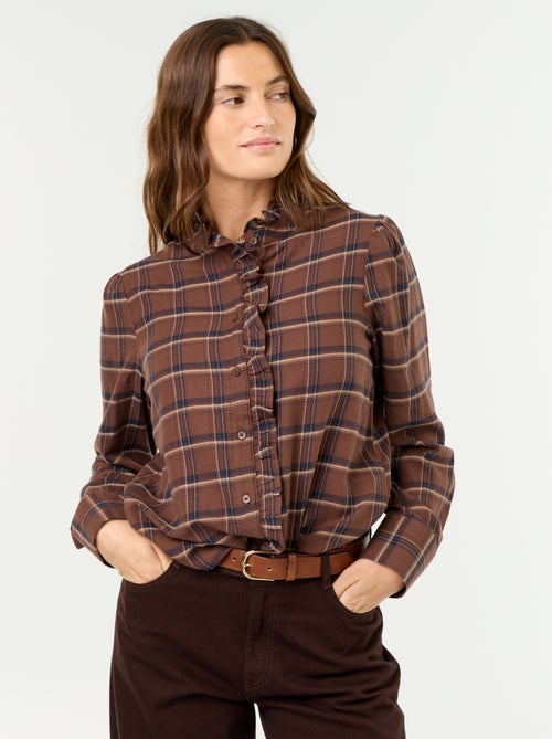 Blusa de cuello alto con volantes - Kiabi