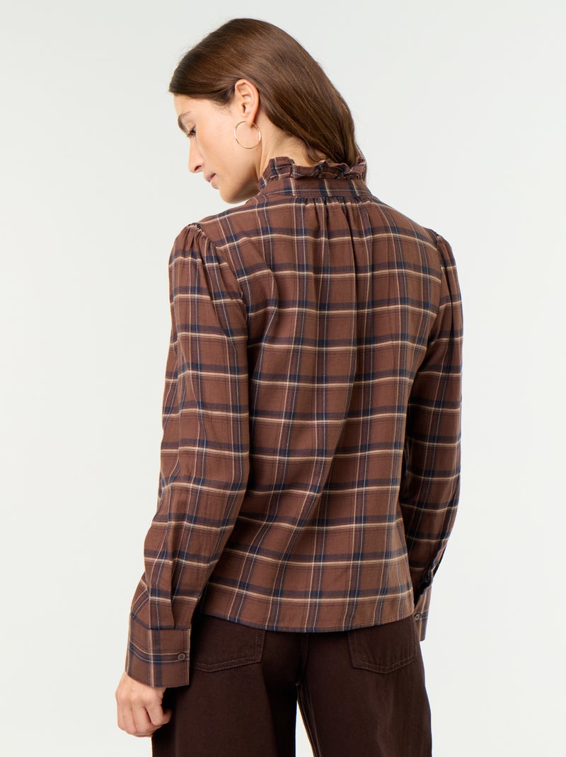Blusa de cuello alto con volantes Marron - Kiabi