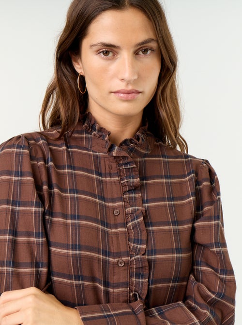 Blusa de cuello alto con volantes - Kiabi