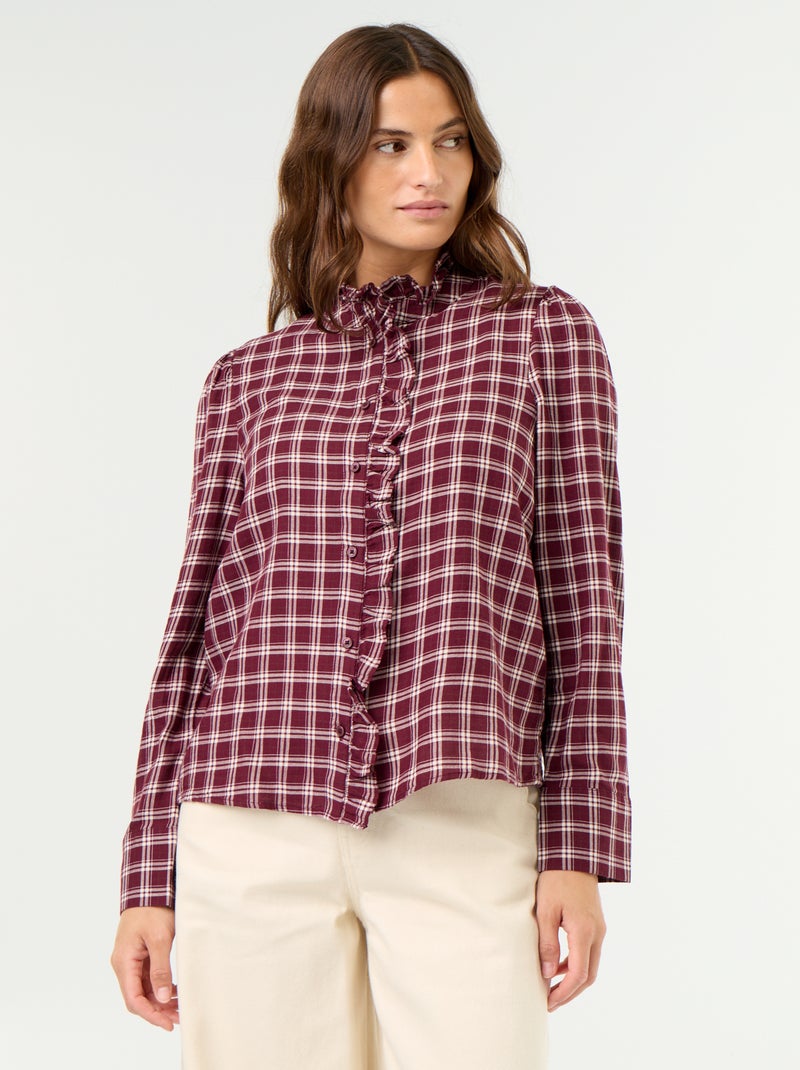 Blusa de cuello alto con volantes Rojo - Kiabi