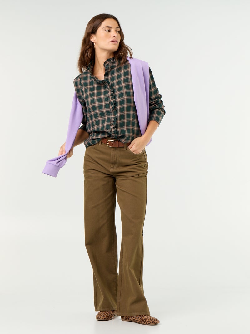 Blusa de cuello alto con volantes Verde - Kiabi