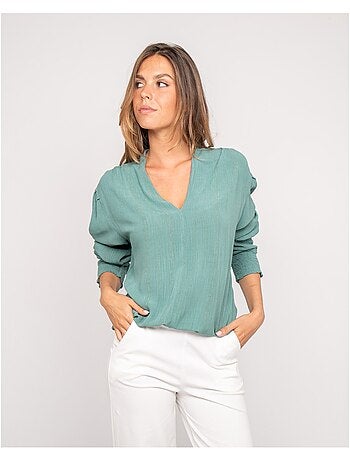 Blusa de cuello en V lurex OZAME