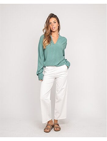 Blusa de cuello en V lurex OZAME